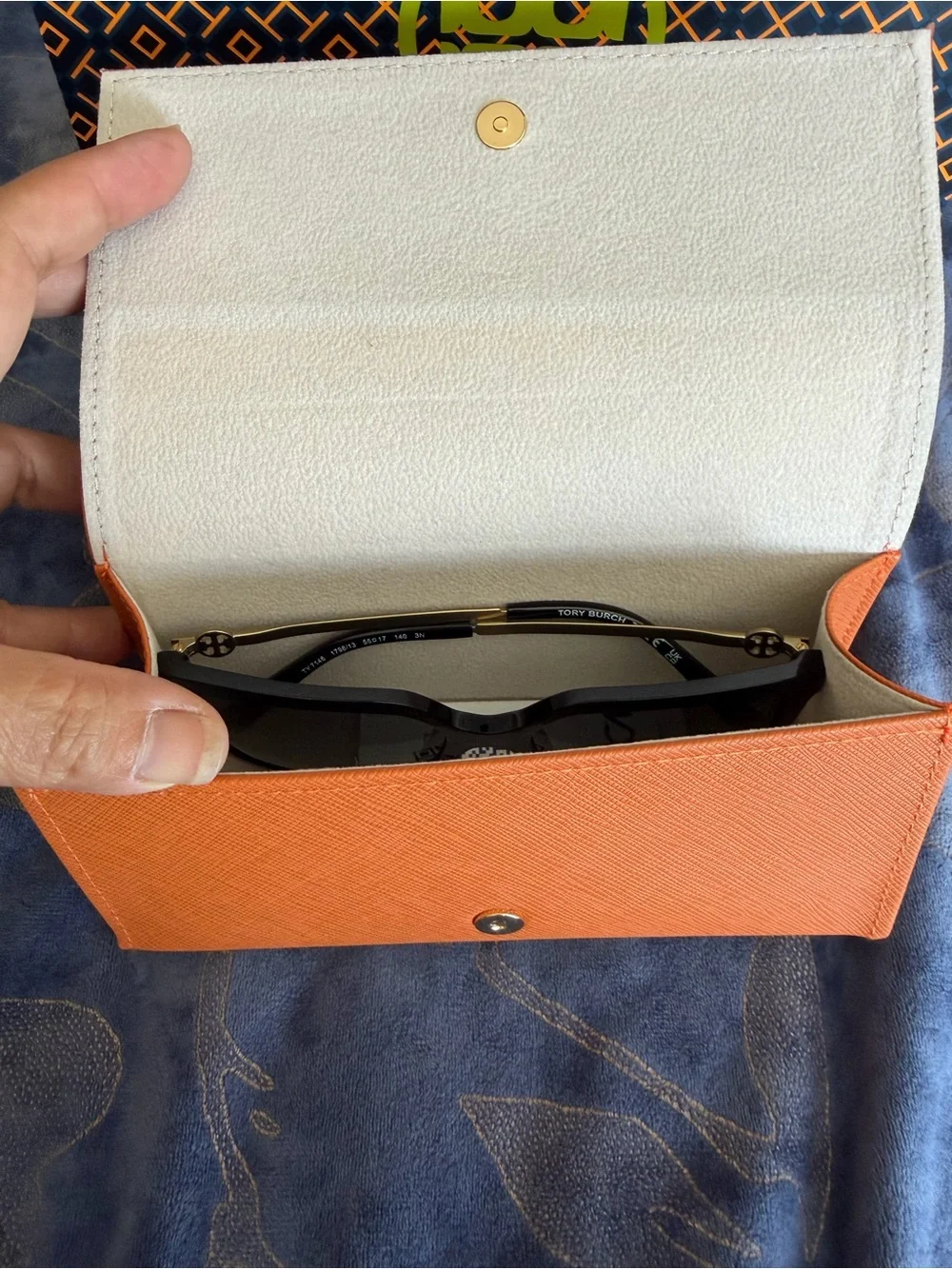 Tory Burch Black Sunglasses with Orange Case and Branded Bag
